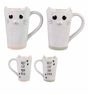 Ceramic Cat Mugs, 2 Assorted
