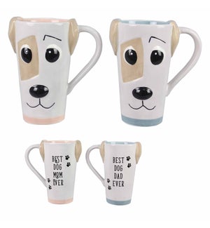 Ceramic Dog Mugs, 2 Assorted