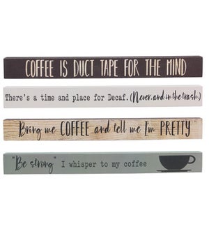 Wood Coffee Long Table Sign, 4 Ast