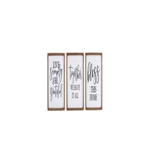 Wood Frame/Embossed Enamel Wall Sign 3 Ast