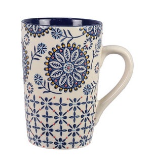 Stoneware Hand Stamped Pottery: 16 oz Latte Mug