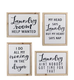 Wood Framed Faux Enamel Tabletop/Wall Sign, 4 Assorted