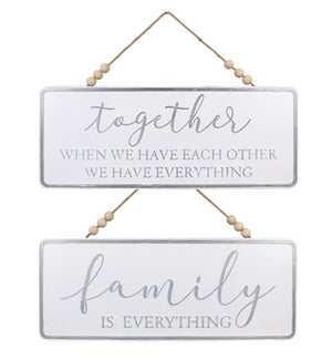 Embossed Metal White Washed Wall Sign, 2 Assorted