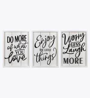 Wood Framed Wall Sign, 3 Assorted