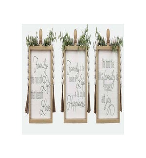 Wood Box Tabletop/Wall Sign with Blessing Bead/Artificial, 3 Assorted