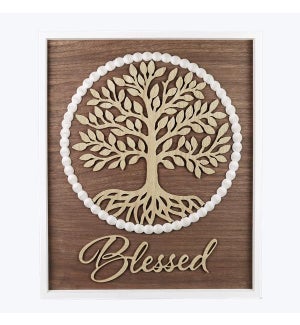 Wood Framed Tree of Life Blessed Wall Sign