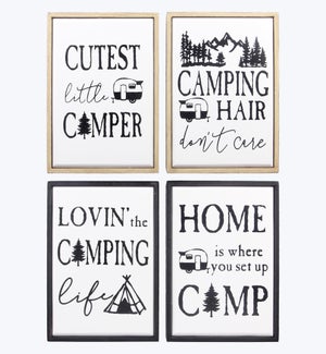 Wood Framed Camping Tabletop/Wall Sign 4 Ast