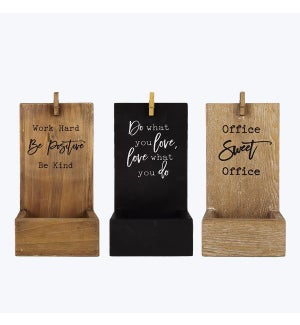 Wood Tabletop Organizer with Photo/Note Clip, 3 Assorted