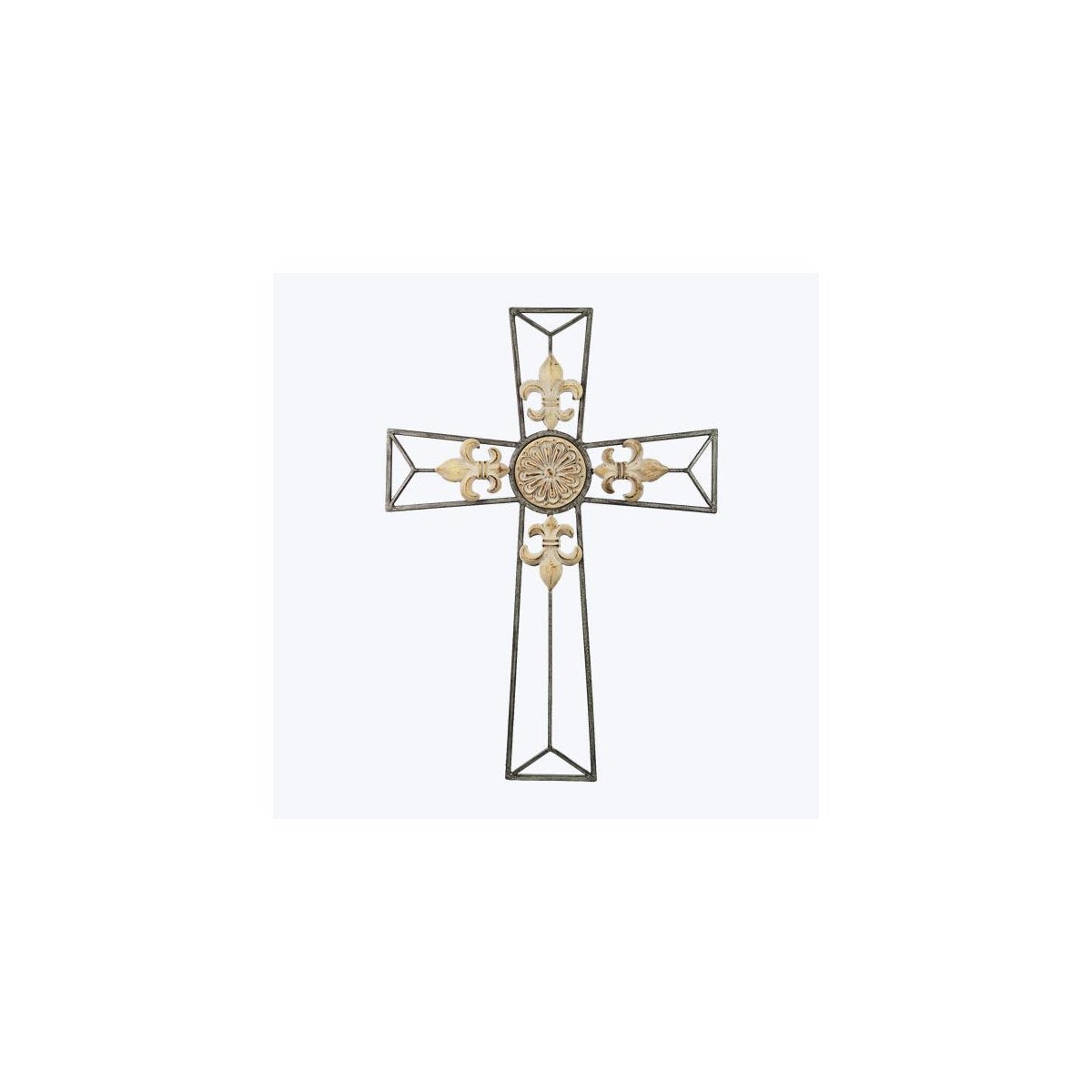 Metal Wall Cross with Fleur De Lis Design faith SDS Distributors Ltd.