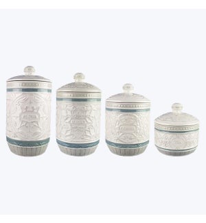 Ceramic Casual Provincial Canisters, Set of 4