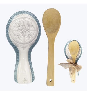 Ceramic Casual Provincial Spoon Rest with Spoon