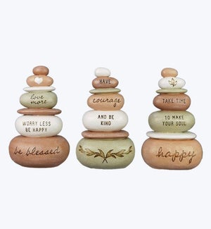 Resin Terracotta Wellness Rocks 3 Assorted