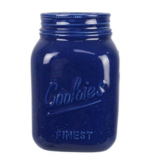 Ceramic Blue Mason Jar Shaped Cookie Jar