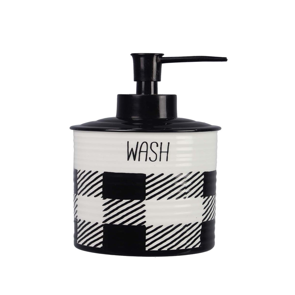 Ceramic Black and White Buffalo Plaid Lotion Dispenser