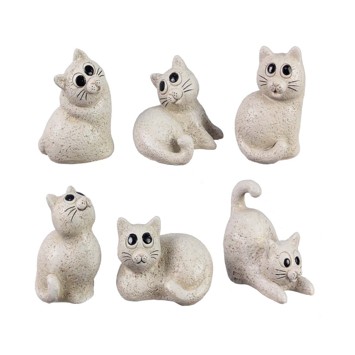 Resin Playful Cat Figurines, 6 Assorted
