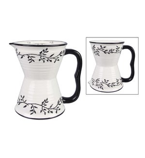 Ceramic Black and White Botanical Design Wet/Dry Measuring Cup