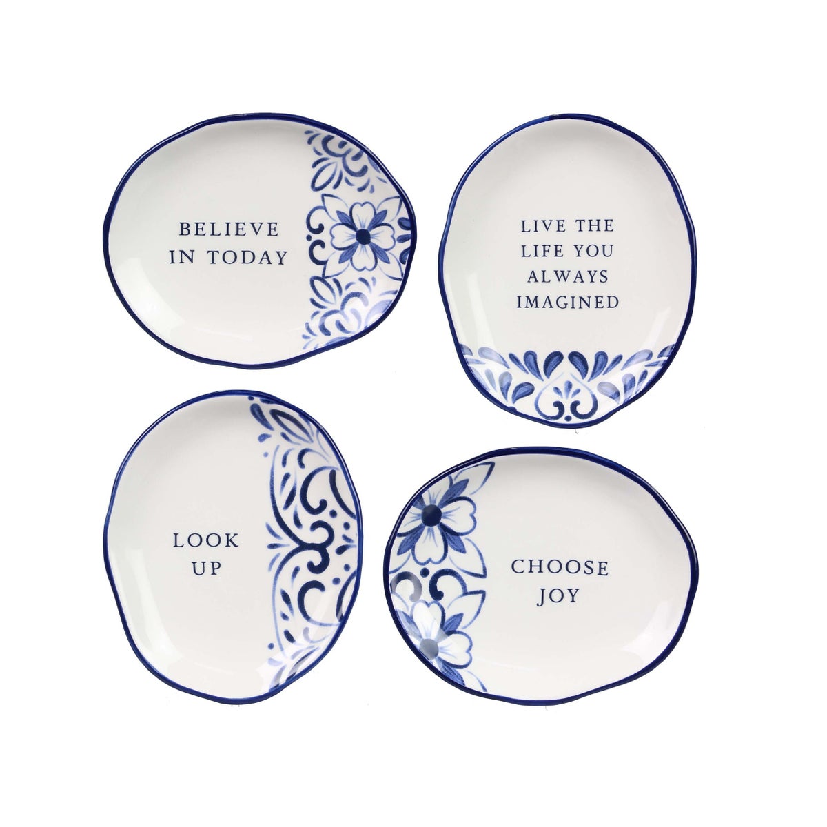Ceramic Blue and White Talavera Trinket Dish, 4 Assorted