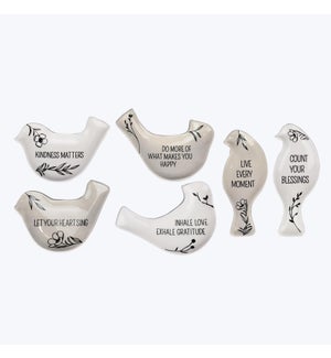 Ceramic Gray and White Bird Trinket Dish with Sentiments, 6 Assorted
