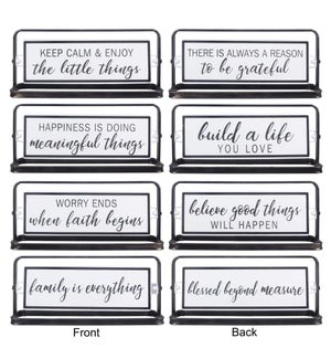 Metal Tabletop Black and White Reversible Horizontal Signs, 4 Assorted