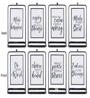 Metal Tabletop Black and White Reversible Signs, 4 Assorted