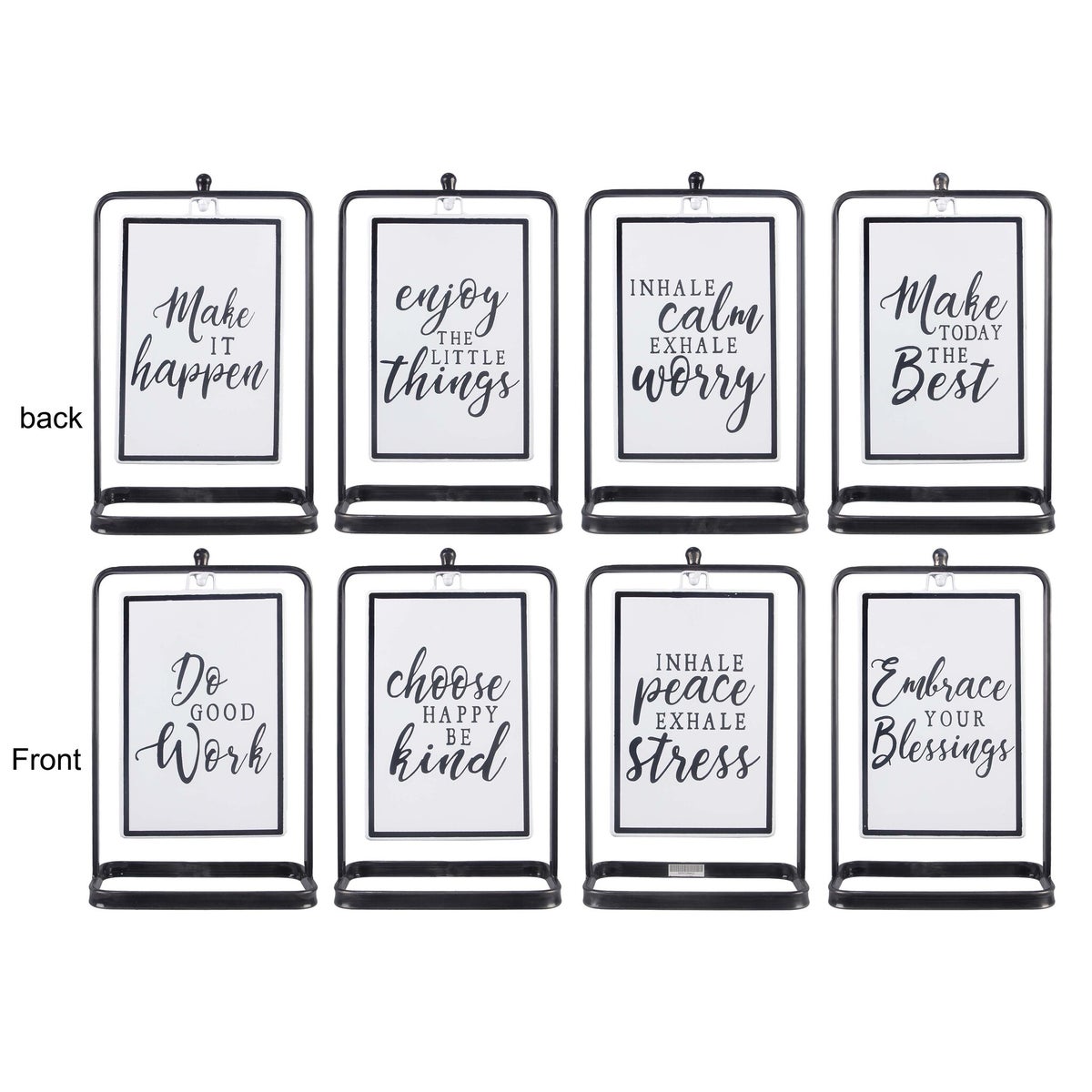 Metal Tabletop Black and White Reversible Signs, 4 Assorted