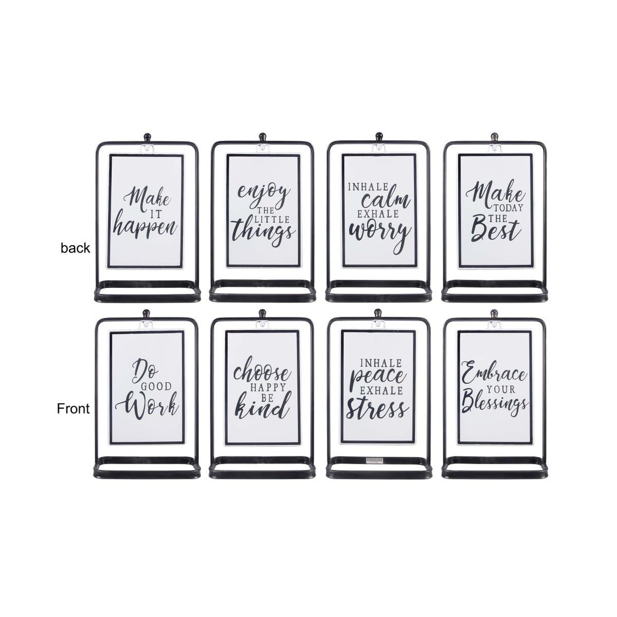 Metal Tabletop Black and White Reversible Signs, 4 Assorted