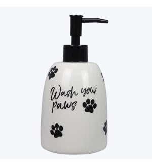 Ceramic Paw Print Soap Dispenser Wash your Paws