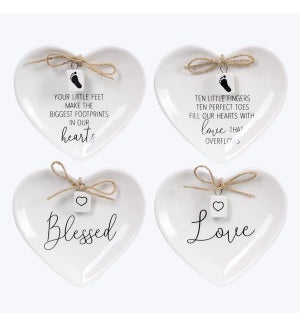 Ceramic Baby and love Trinket Dish with Charm, 4 Assorted