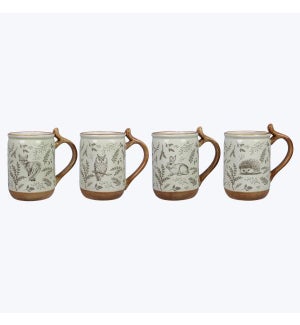 Ceramic Woodland Cottage Mug, 4 assorted
