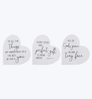 Wood Baby and Love Heart-Shaped Tabletop Signs, 3 Assortment