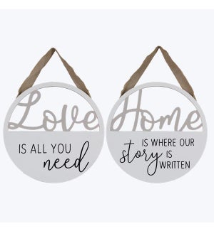 Wood Love Round Wall Sign with Cutout, 2 Assortment