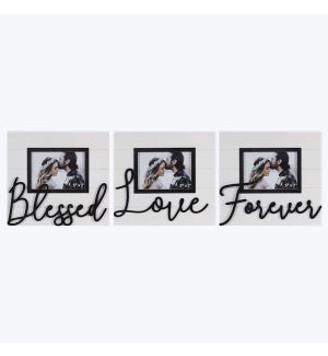 Wood Love Picture Frame with 3D Typography, 3 Assortment