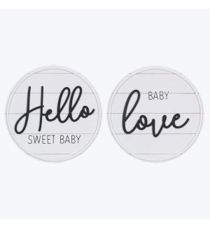 Wood Baby and Love Round Wall Sign with Raised Typography, 2 Assortment