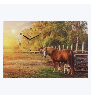 Canvas LED Light Up Canvas Wall Clock with Horse Scene