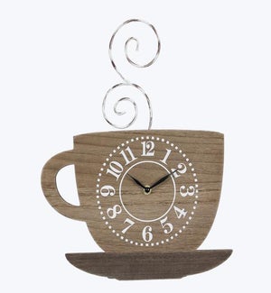 Wood/Twist Metal Coffee Cup Wall Clock
