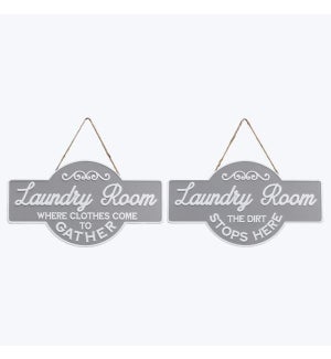 Metal Laundry Room Wall Sign, 2 Assorted