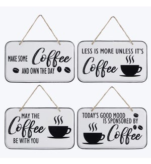 Metal Embossed Coffee Wall Sign 4 Assorted