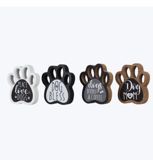 Paw-Shaped Pet Tabletop Sign 4 Assorted
