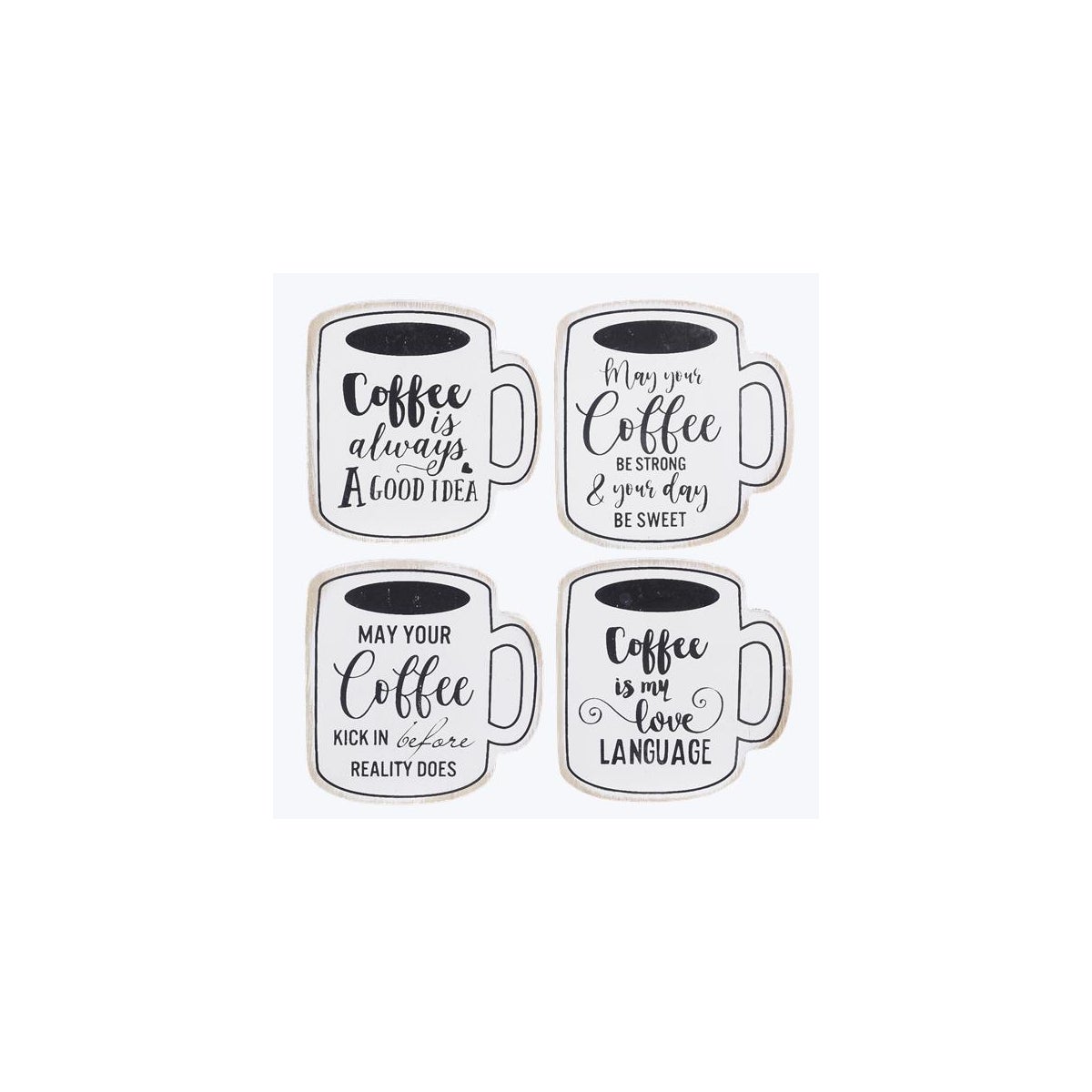 Wood Coffee Design Coasters 4 Pcs/Set Twine tied