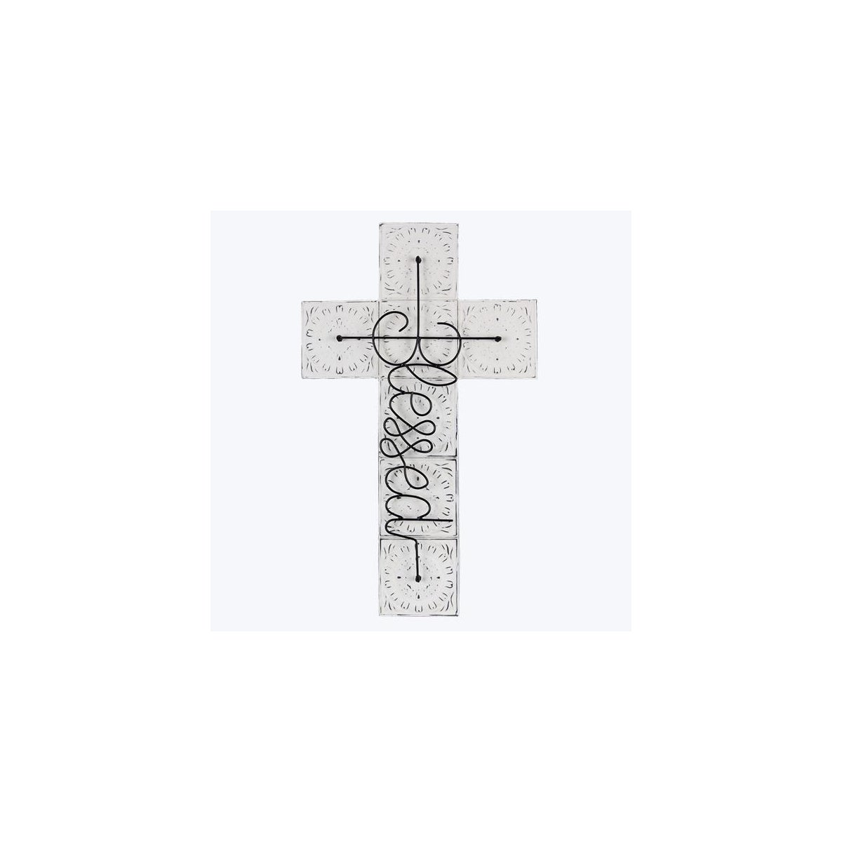 Metal Cross with Twist Iron Blessed Design