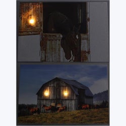Canvas Barn/Horse LED Light up Canvas Wall Art, 2 Assorted