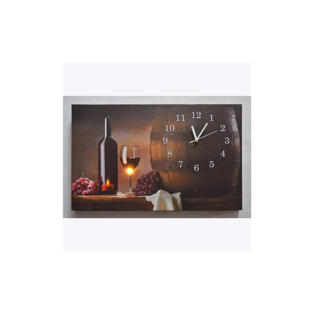 Canvas Wine Wall Art with LED Light and Clock
