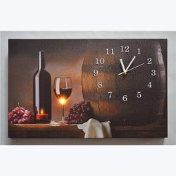 Canvas Wine Wall Art with LED Light and Clock