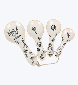 Ceramic Coffee and Faith Measuring Spoon, 4pcs/set