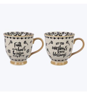 Ceramic Coffee & Faith Mug, 2 ast