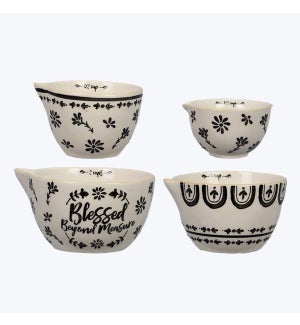 Ceramic Coffee and Faith Measuring Cups, 4 pcs/set