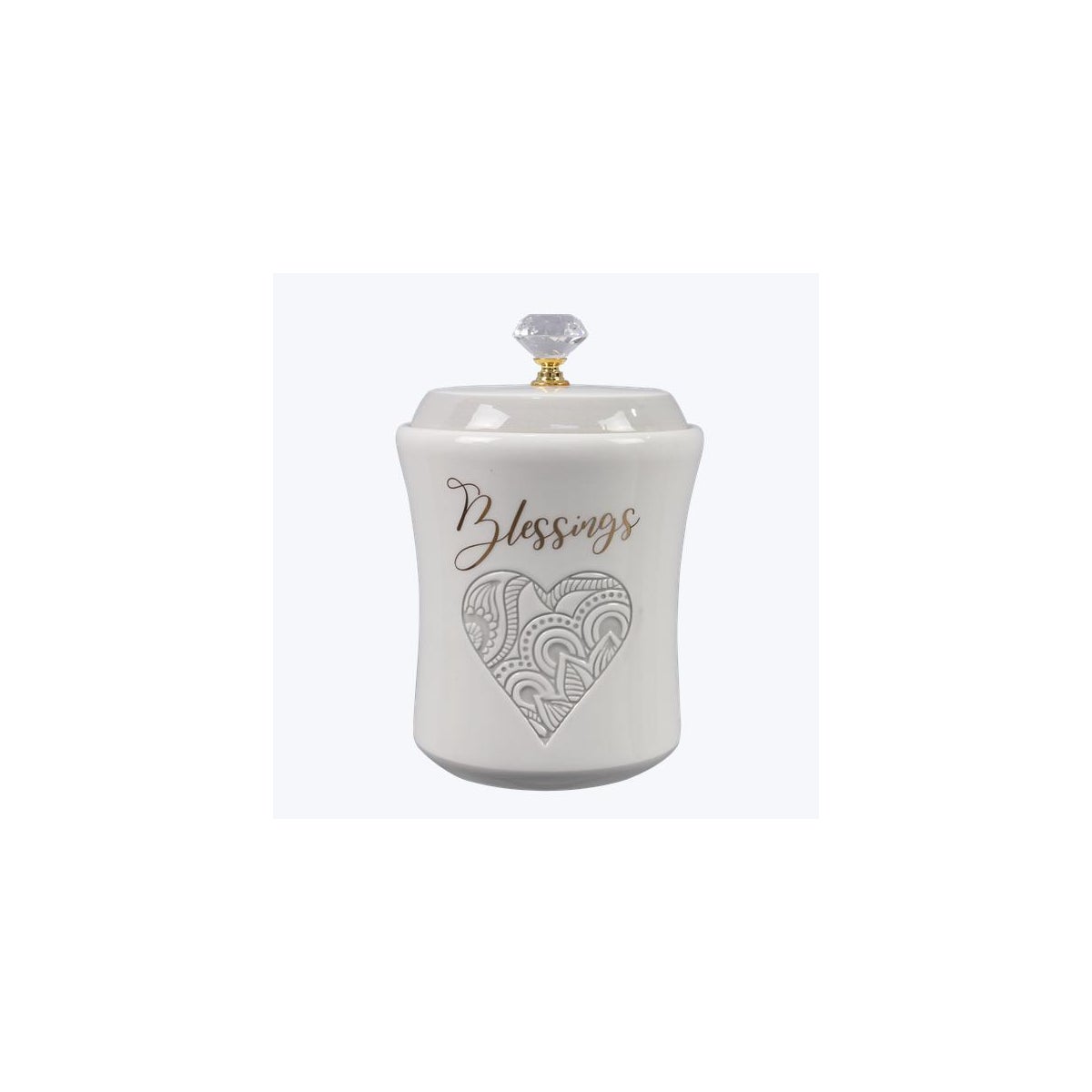 Ceramic Wedding Blessing Jar with Crystal Knob with 40 Best Wishes Cards in Organza Bag