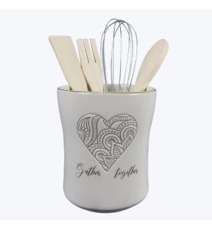 Ceramic Love Tool Holder With Tools