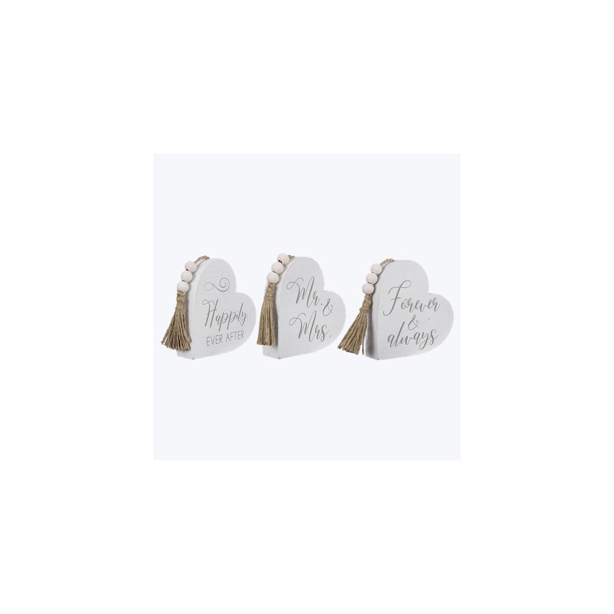 Wood Love Heart-Shaped Tabletop Signs. 3 Assorted