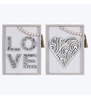 Wood Framed Love Signs with Cutout Art, 2 Assortment